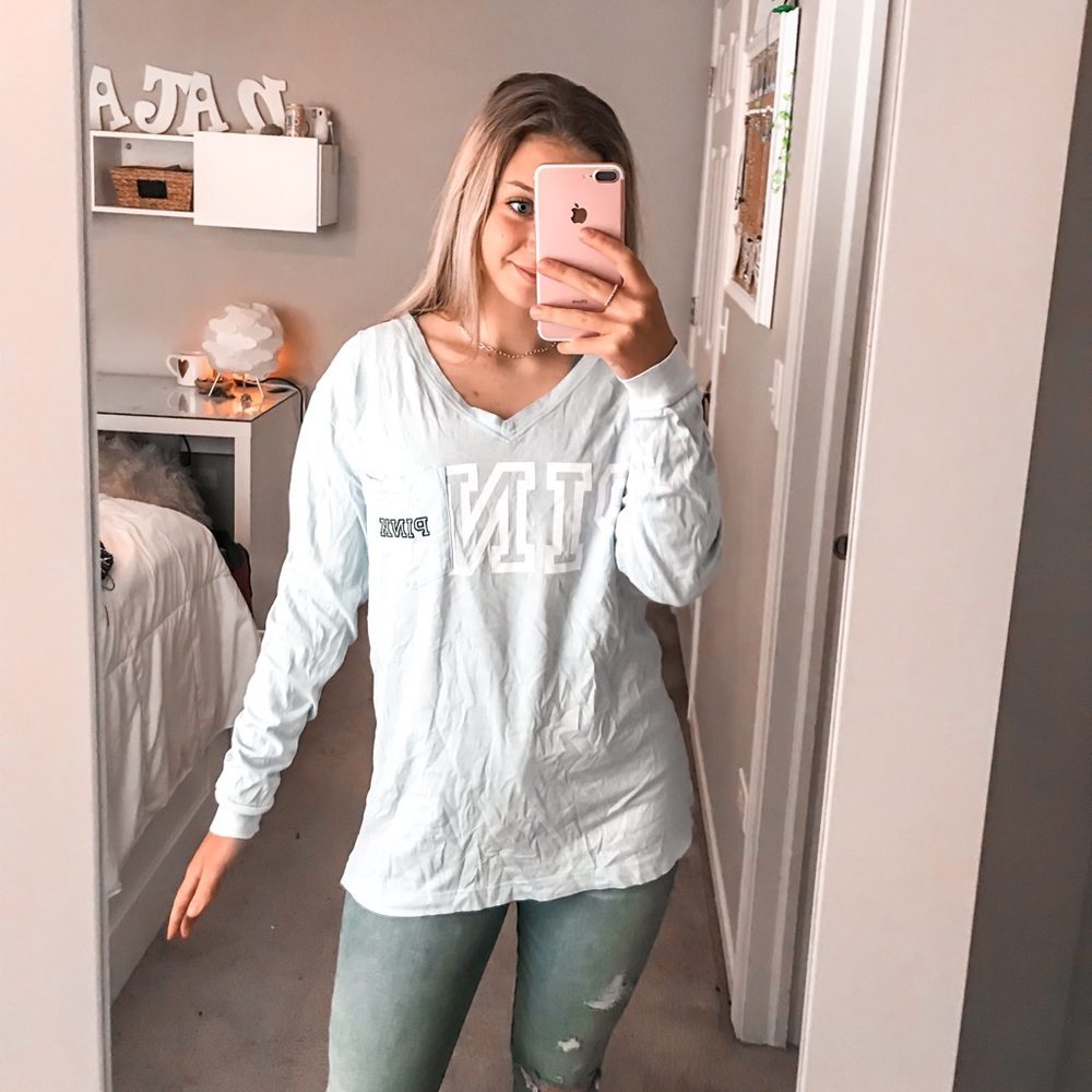 PINK Light Blue Long Sleeve